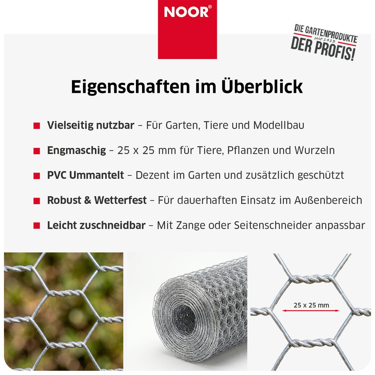 Maschendraht 25 mm verzinkt Eigenschaften NOOR