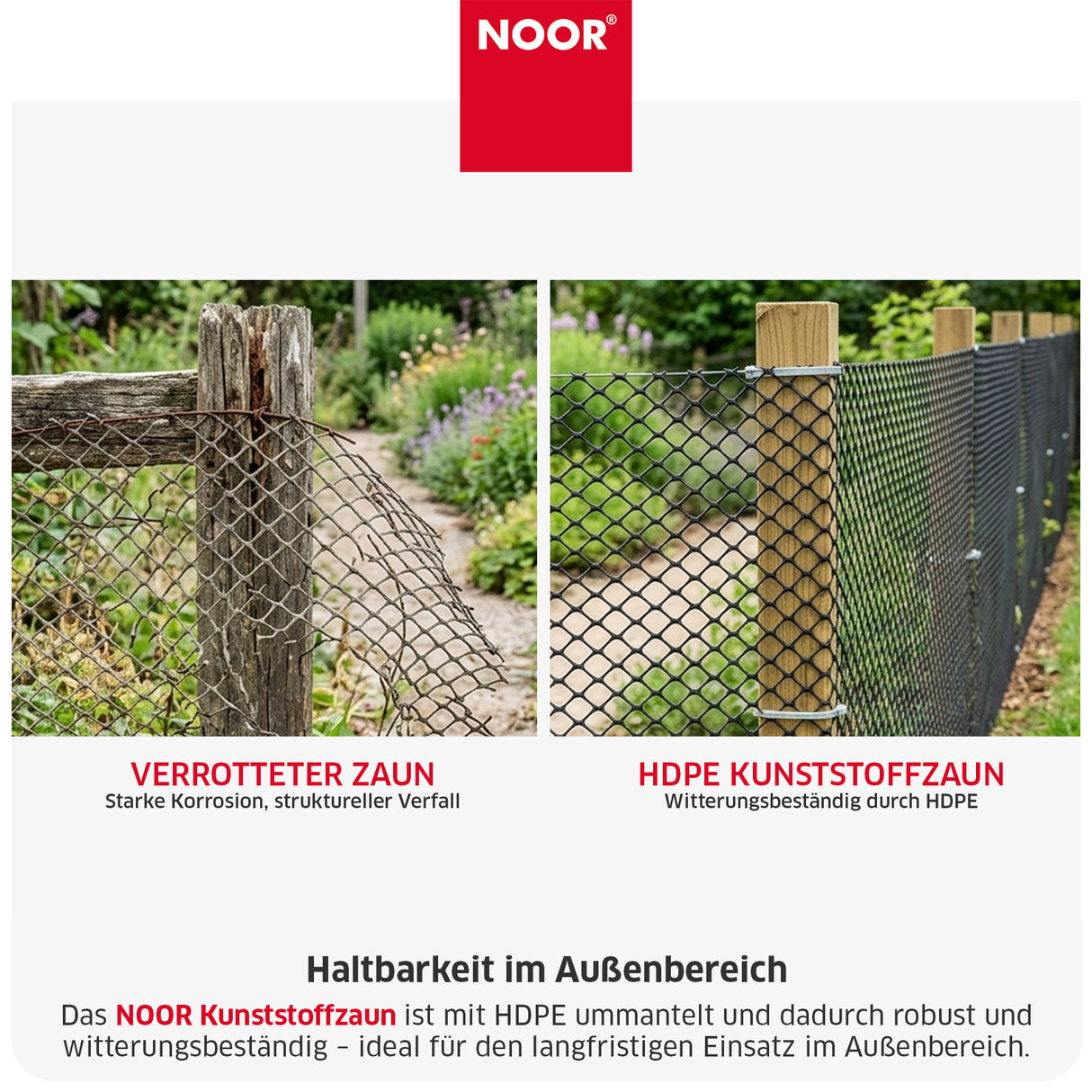 Kunststoffzaun 270 g/m² Vergleich Grün NOOR