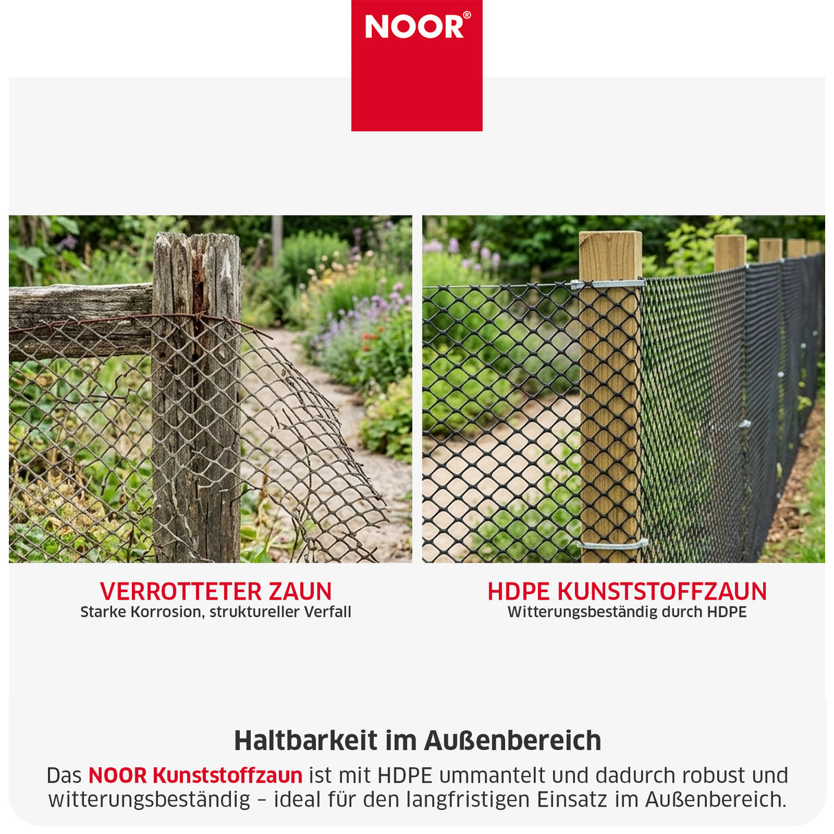 Kunststoffzaun 270 g/m² Vergleich Schwarz NOOR