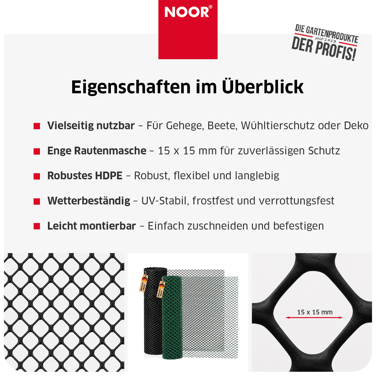 Kunststoffzaun 270 g/m² Eigenschaften Schwarz NOOR