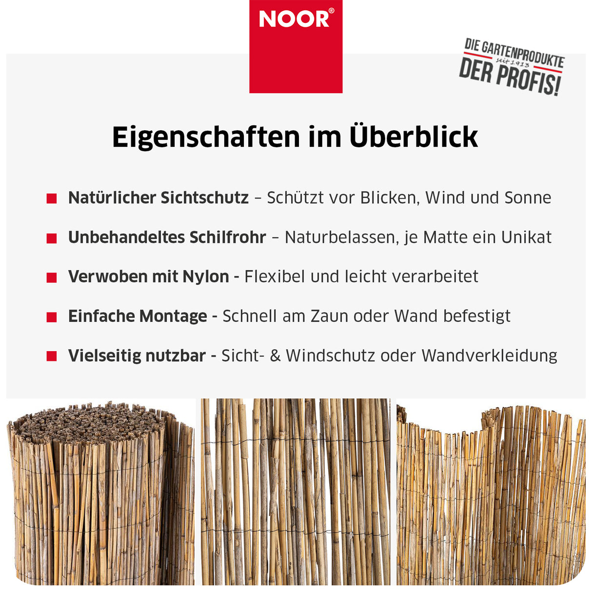 Schilfrohrmatte CANNES - Nylon - Natur - Verschiedene Größen