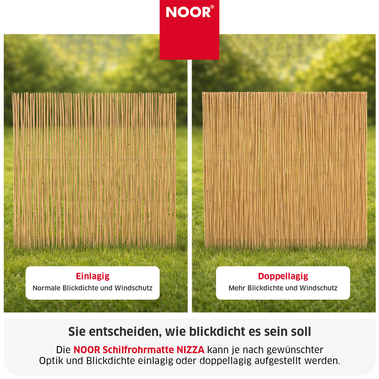 Schilfrohrmatte Sichtschutz NIZZA mit Draht