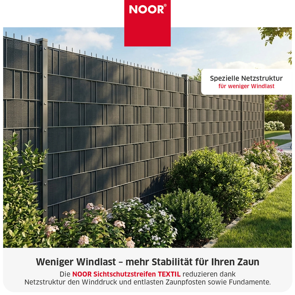 Sichtschutzstreifen TEXTIL - winddurchlässig - 0,19x70 m