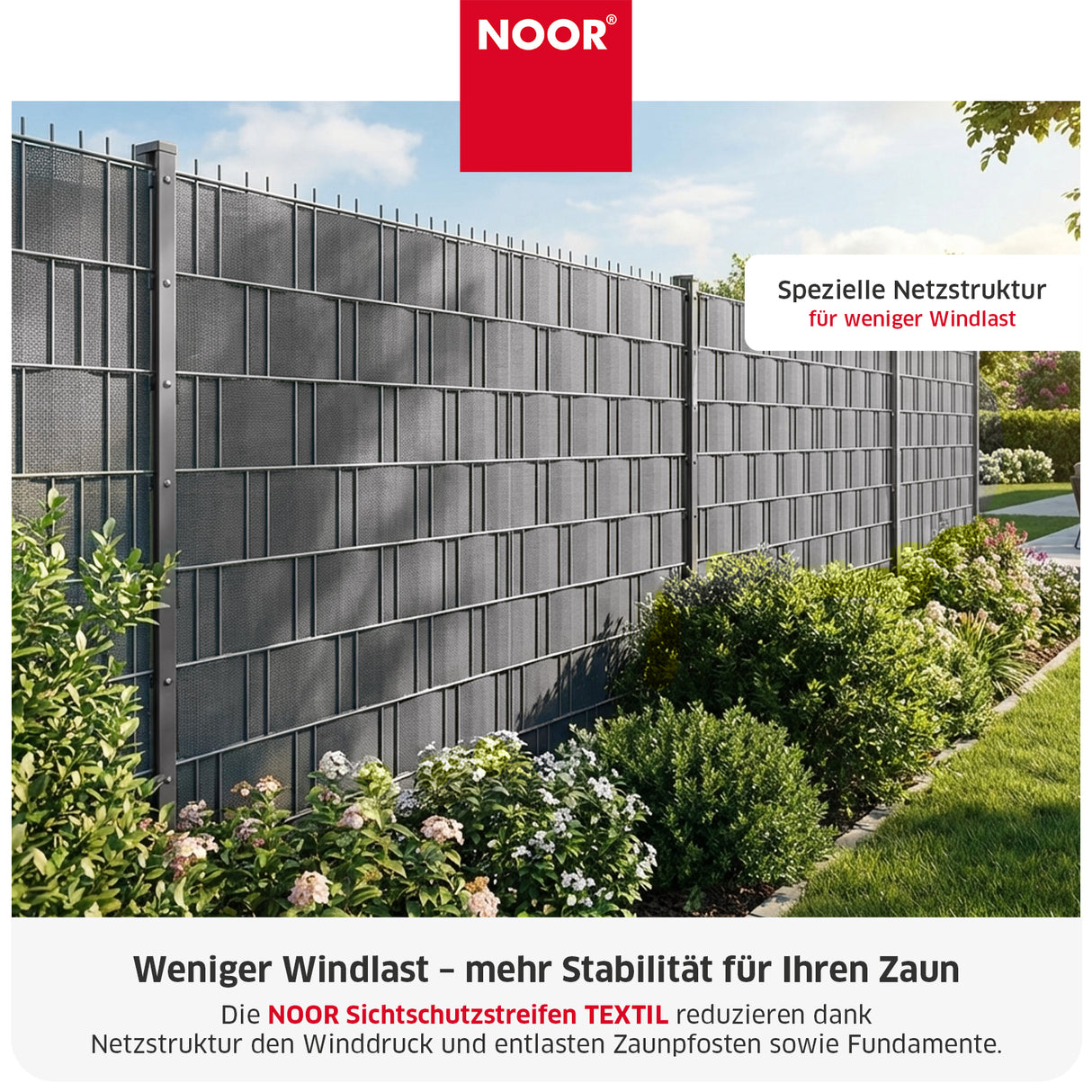 Sichtschutzstreifen TEXTIL - winddurchlässig - 0,19x70 m