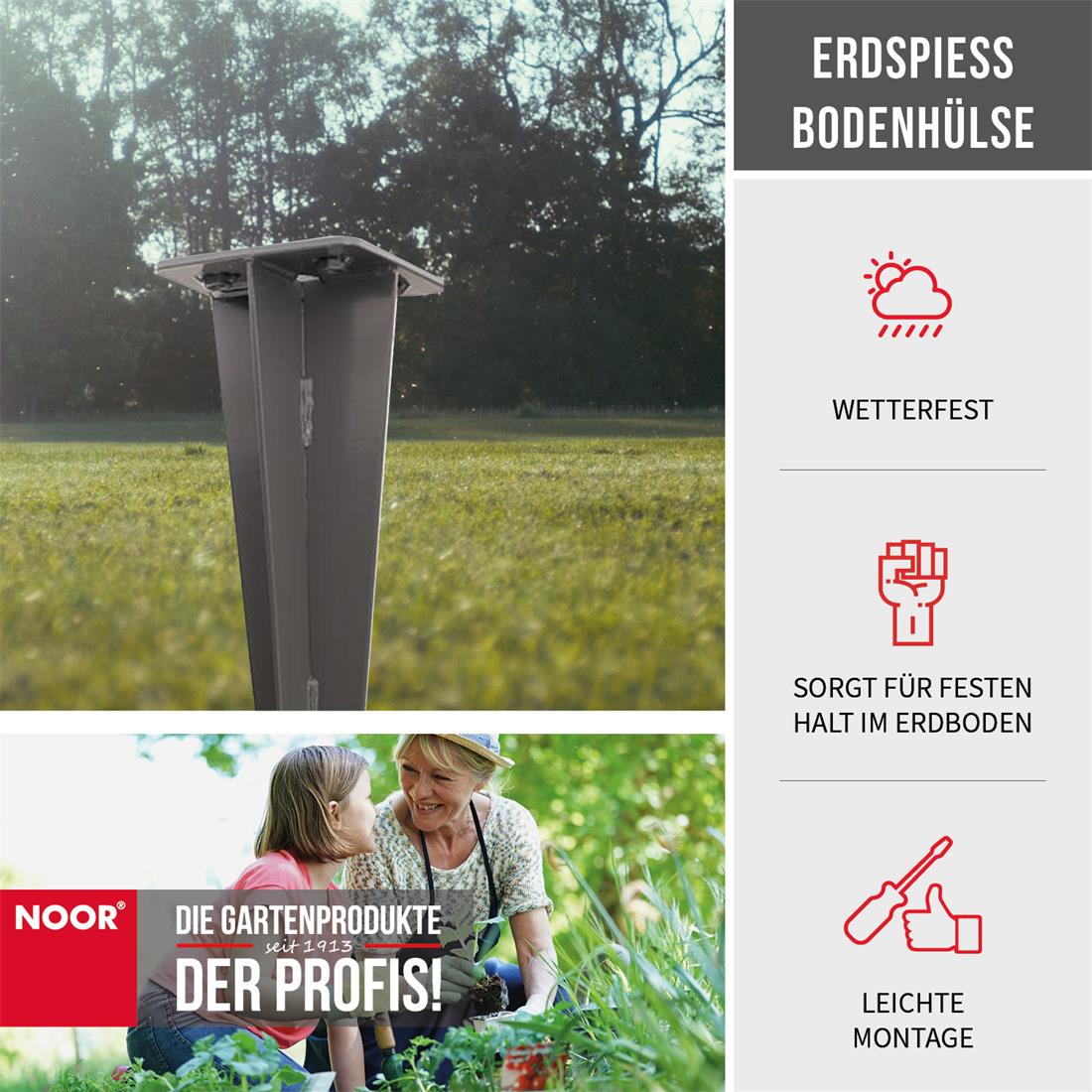 Bodenhülse Erdspieß für Seitenmarkise Exklusiv Eigenschaften NOOR