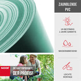 Nahaufnahme der robusten, glatten PVC-Oberfläche der Zaunblende – wetterfest, UV-stabil und pflegeleicht