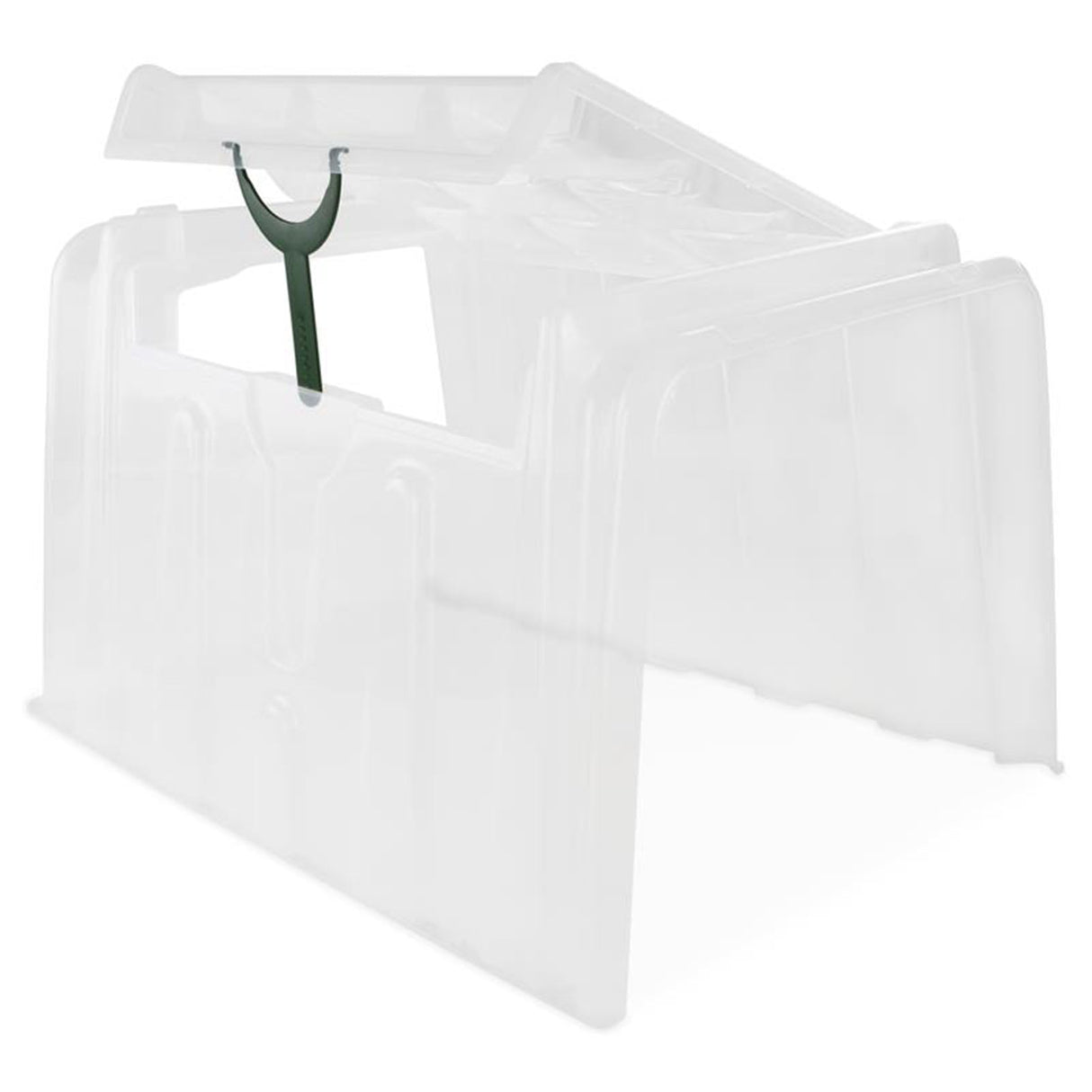 Transparenter Pflanztunnel MODULO von NOOR mit integrierten Bewässerungsmulden als modulares Mini-Gewächshaus für Beete.