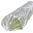 Transparenter XXL Pflanztunnel von NOOR mit verzinkten Metallbögen und Zugkordel zur Anzucht von Salat und Gemüse im Garten.