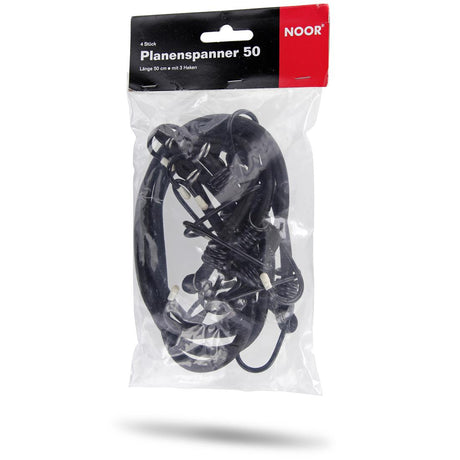 4er Set Planenspanner mit jeweils drei stabilen Kunststoffhaken zur flexiblen Planenbefestigung