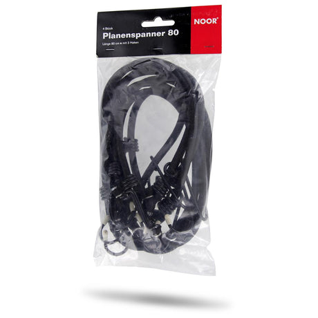 4er Set Planenspanner mit jeweils drei stabilen Kunststoffhaken zur flexiblen Planenbefestigung