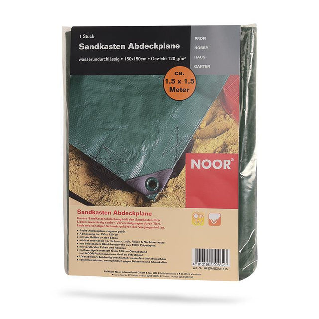 Quadratische Sandkasten Abdeckplane 150x150 cm in Dunkelgrün zum Schutz vor Witterung und Tieren