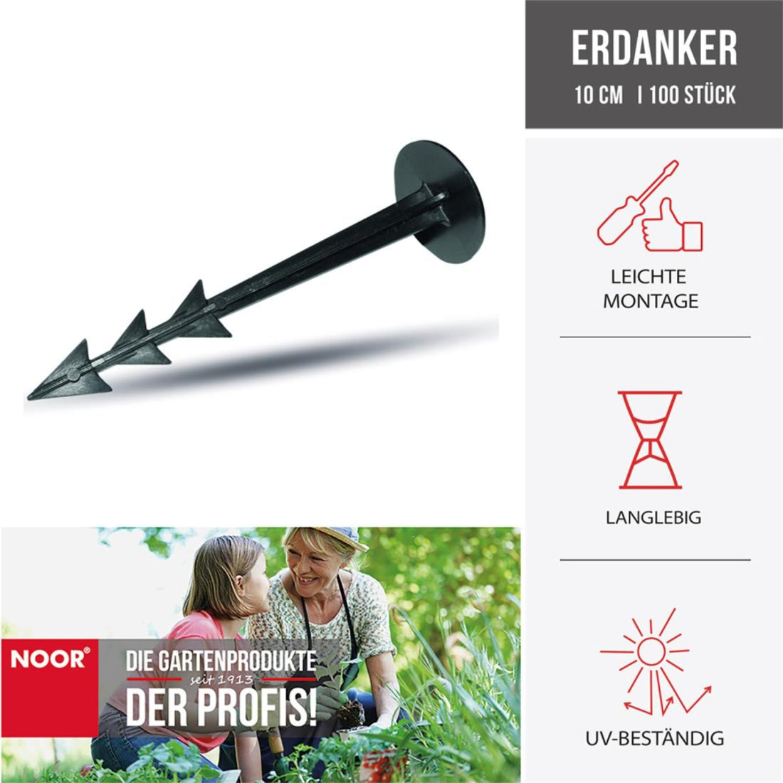 Übersicht NOOR Erdanker 10 cm