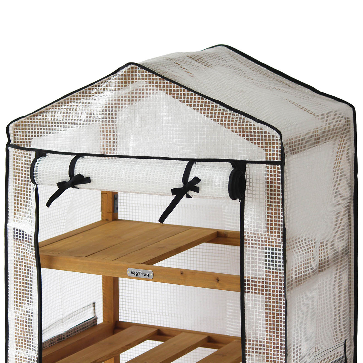 Zwei große Frontöffnungen mit robusten Reißverschlüssen für bequemen Zugriff auf die gesamte Breite des Gewächshauses