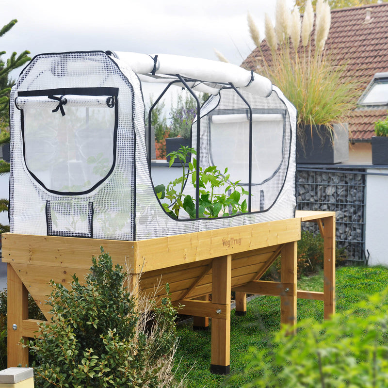 Stabiler VegTrug Gewächshausaufsatz mit Metallrahmen und verstärkter PE-Gitterfolie für Klassik Hochbeete