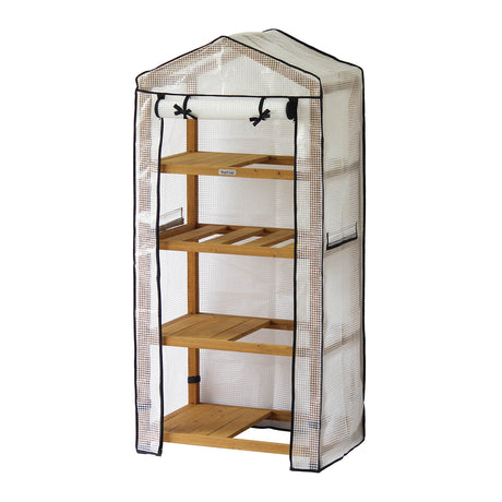 Kompaktes VegTrug Foliengewächshaus mit elegantem Holzrahmen aus FSC-Zeder für Balkon und Terrasse