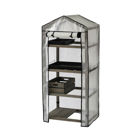 Kompaktes VegTrug Foliengewächshaus mit elegantem Holzrahmen aus FSC-Zeder für Balkon und Terrasse