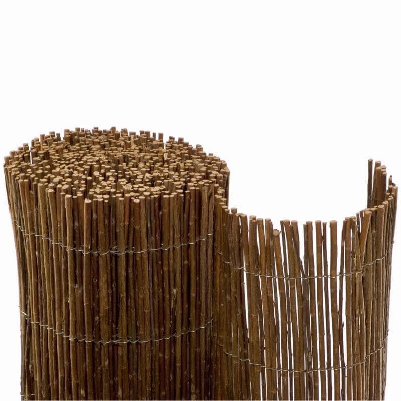 Premium Weidenmatte DELUXE aus ungeschälten, dunklen Weidenruten als natürlicher Sichtschutz für den Garten