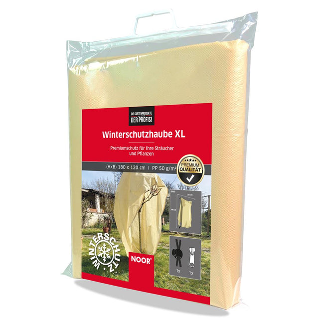 Weiße Winterschutzhaube aus 50 g/m² starkem Vlies für den zuverlässigen Frostschutz von Gartenpflanzen