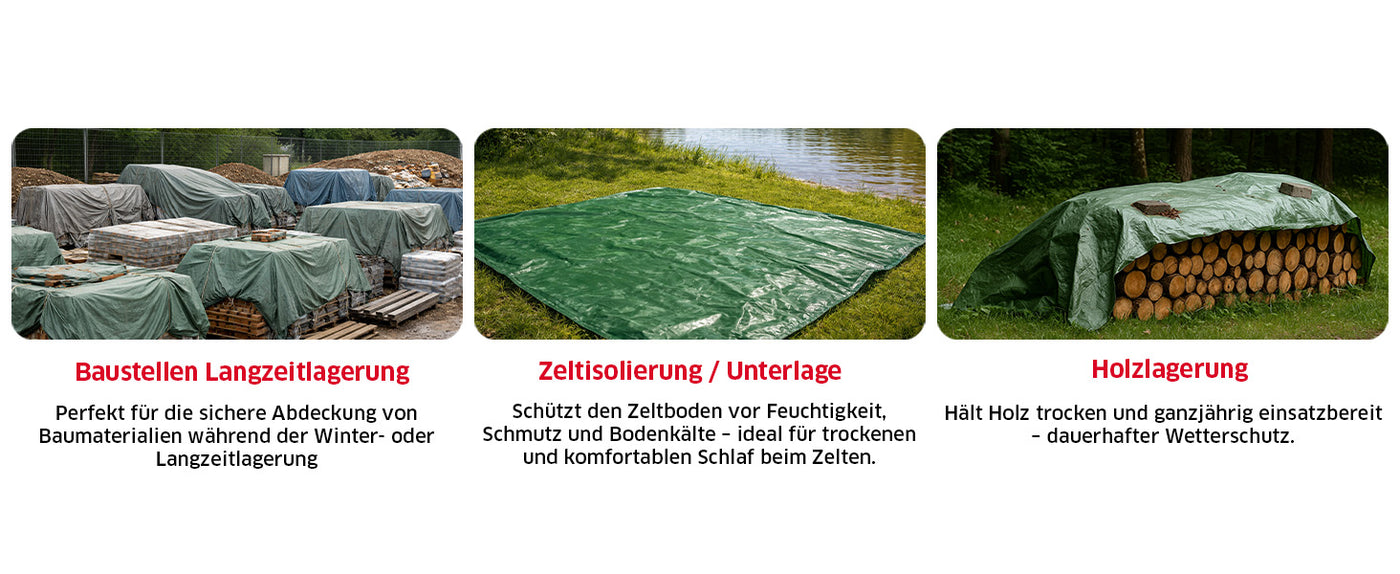 Abdeckplane PROFI im Einsatz als wasserdichte Schutzhaube für Gartenmöbel zum Schutz vor Regen und Schmutz