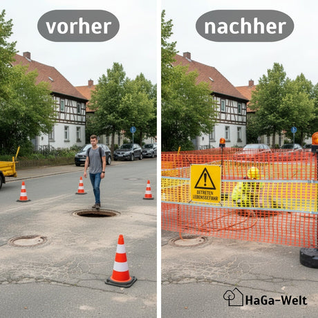 Absperrzaun 1,2m Höhe Vergleic Vorher Nachher HaGa-Welt bei NOOR