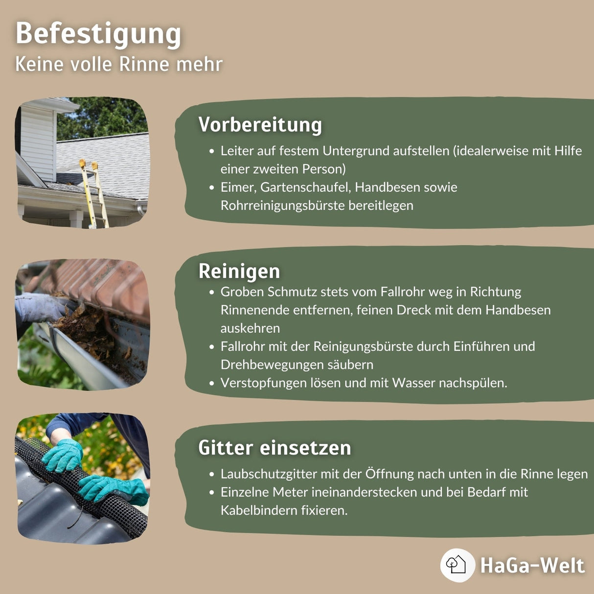 Dachrinnen Laubschutz Befestigung HaGa-Welt bei NOOR