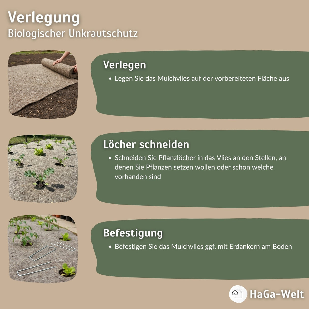 Mulchvlies aus Schafwolle – aus 100 % Schafwolle, biologisch abbaubar