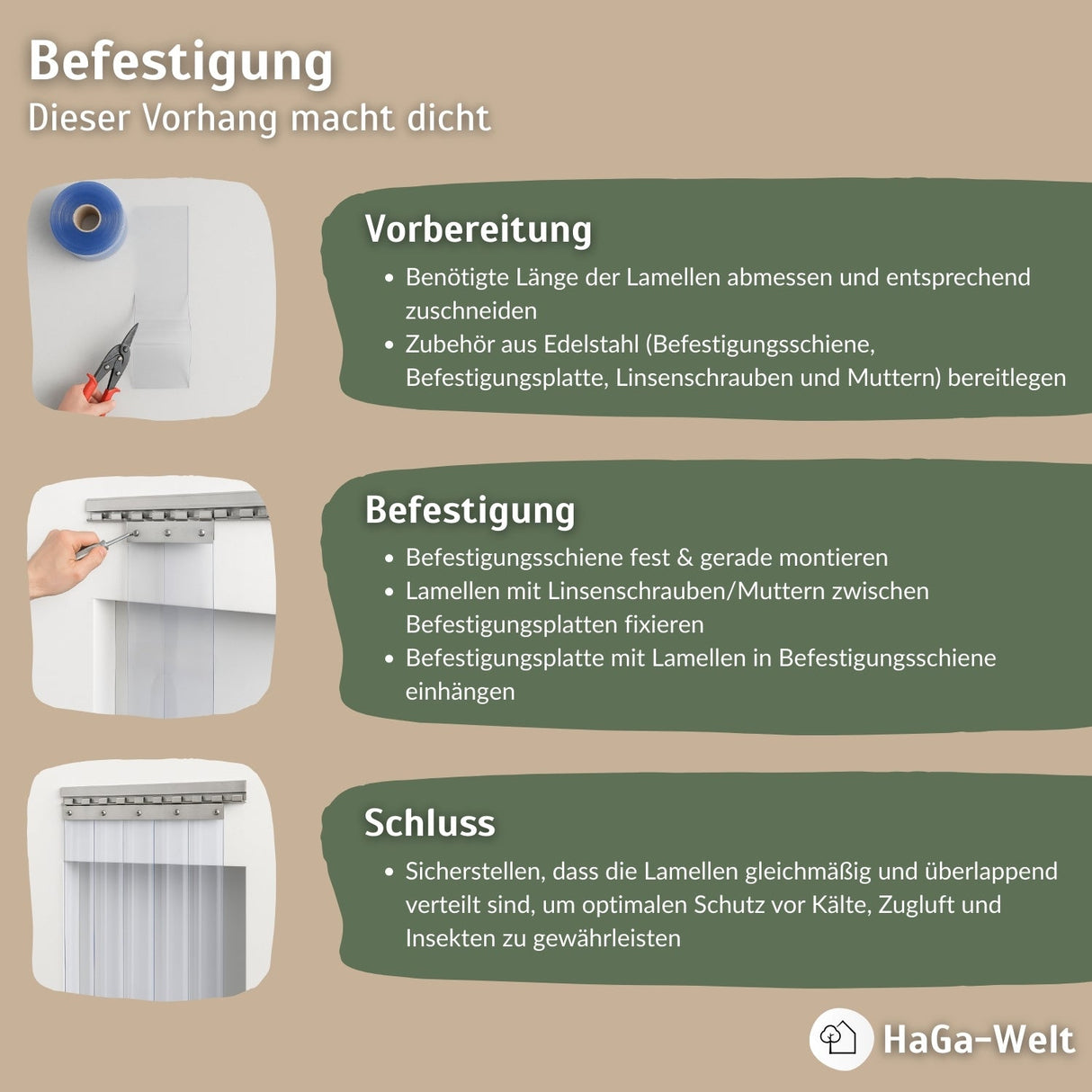 PVC-Streifen für Lamellenvorhang Befestigung HaGa bei NOOR
