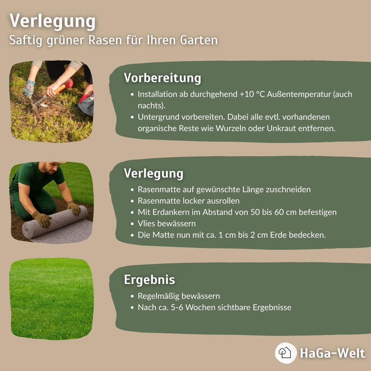 Rasenmatte Anleitung Verlegung HaGa-Welt bei NOOR