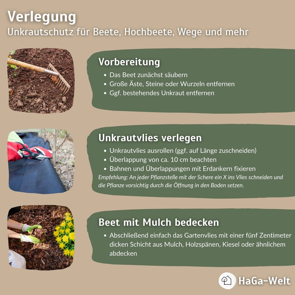 Premium Unkrautvlies 200 g/m² Verlegung HaGa-Welt bei NOOR 