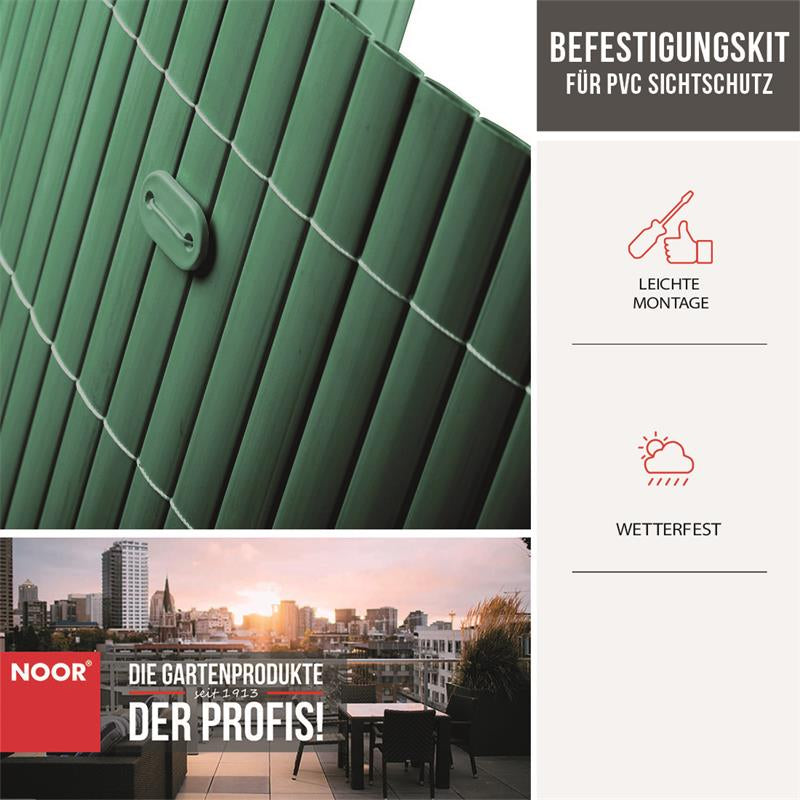 Befestigungskit für PVC Sichtschutzmatten Eigenschaften Grün NOOR